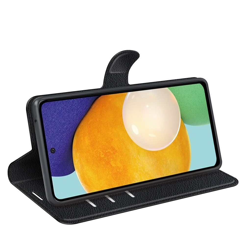Samsung Galaxy A13 Leder Tasche Flip Cover Litchi Look - Schwarz