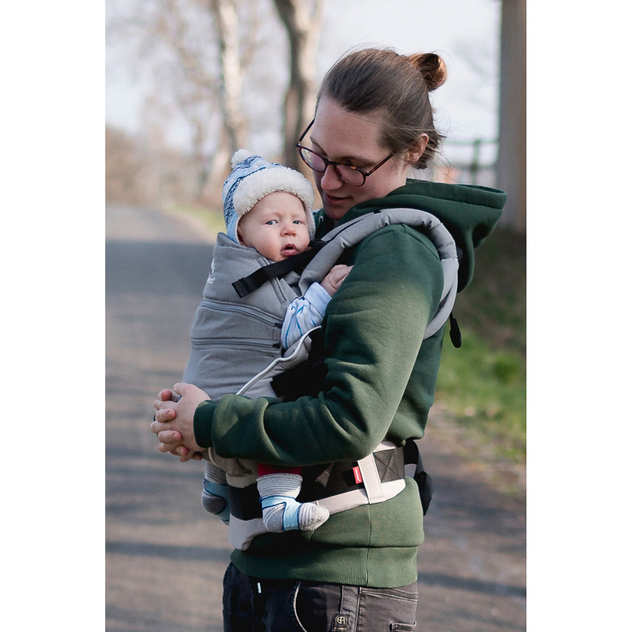 manduca® - XT Babytrage, 3 Tragepositionen grey-white