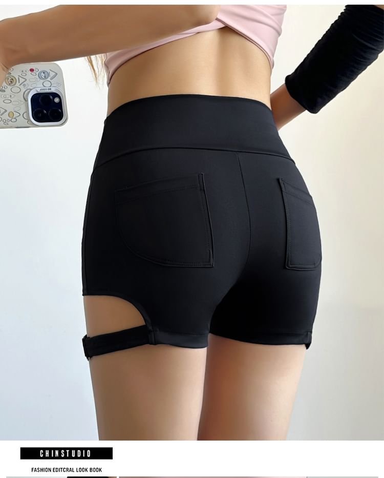 Engiko - Hoge taille effen sportshorts