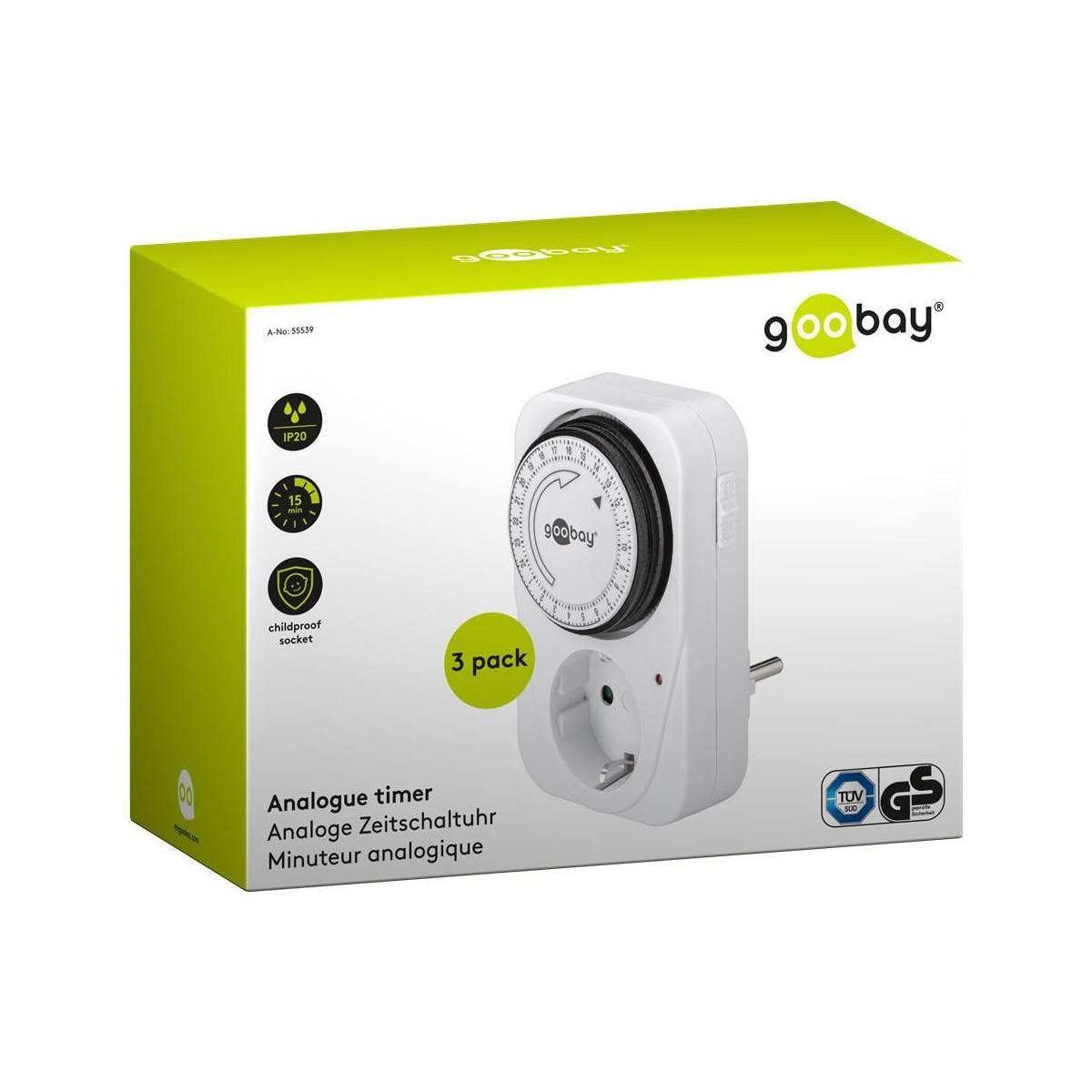 Goobay 3 stk  Mekanisk timer