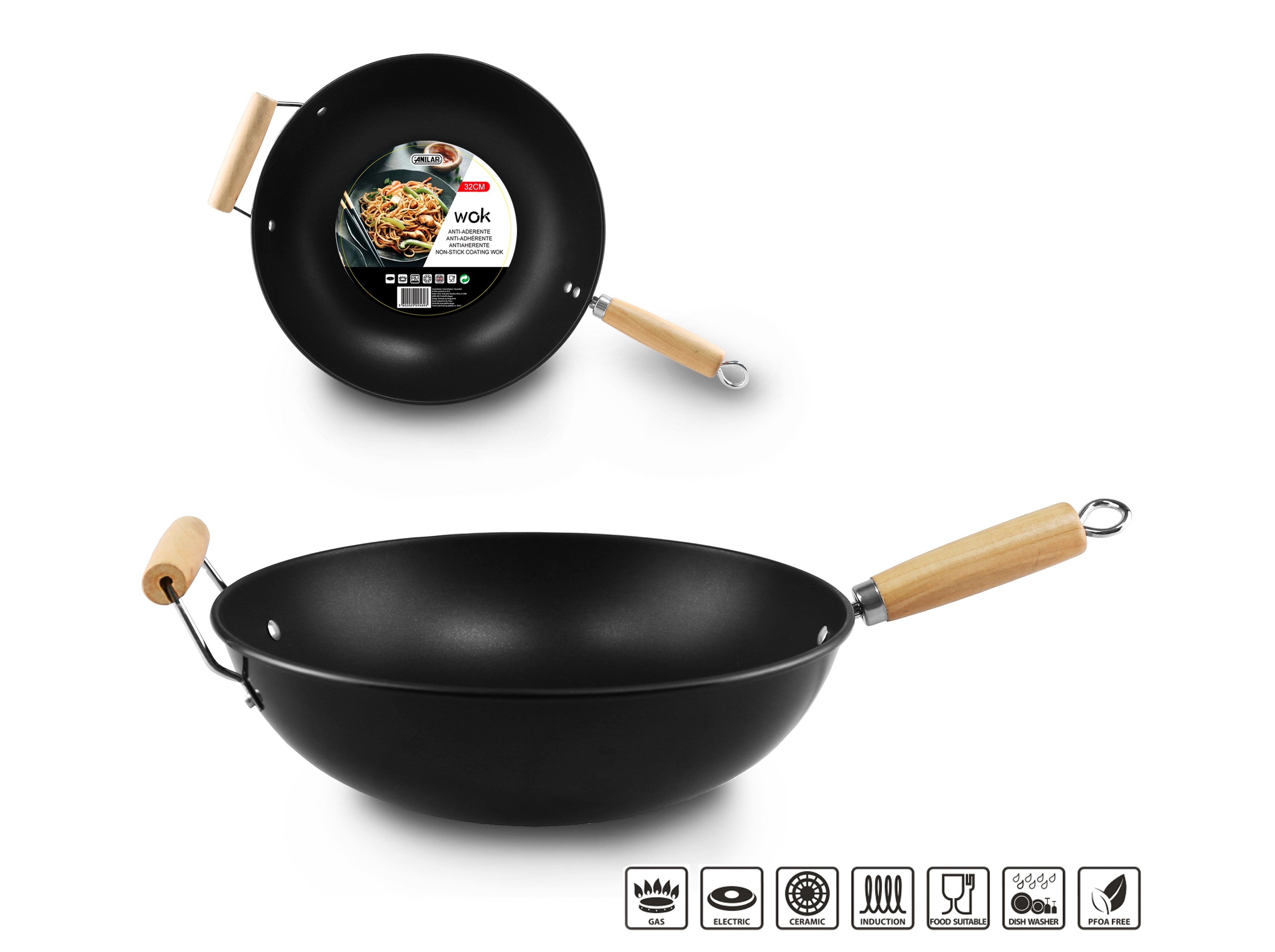 WOK ANILAR APTA INDUÇÃO 32 CM