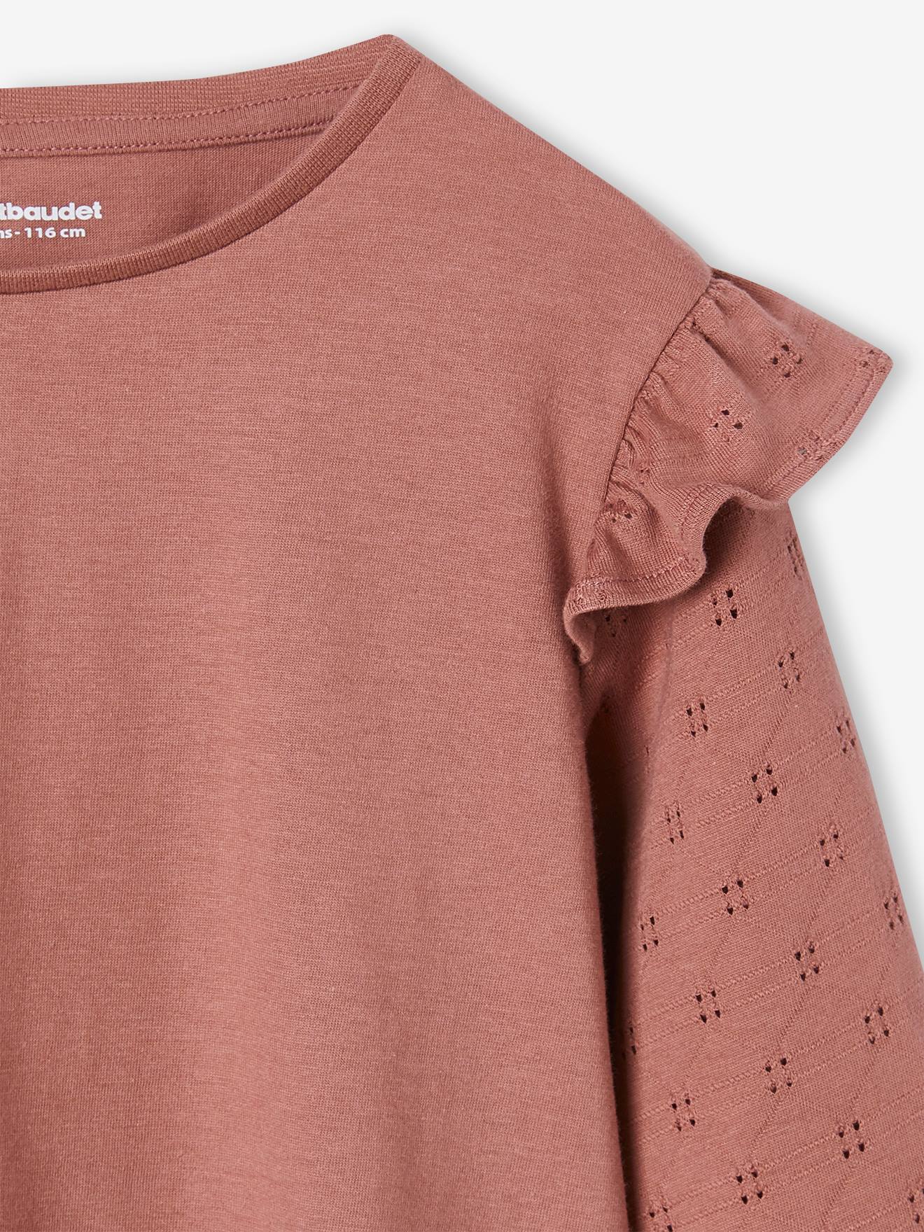 Camiseta infantil de manga comprida com babados
