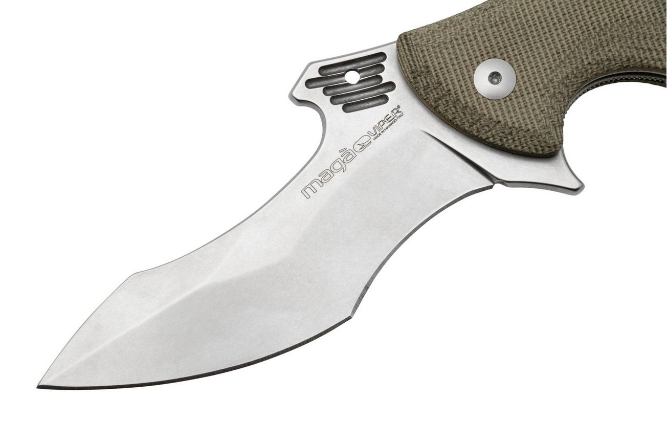 Viper Magà V5912CG N690 Böhler Stone Washed, Green Canvas Micarta, zakmes