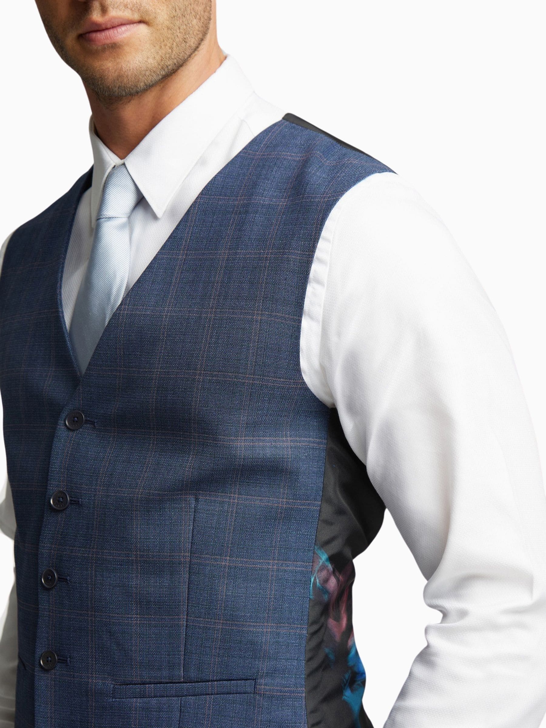 Ted Baker Tailoring Blue Brahe Check Slim Waistcoat