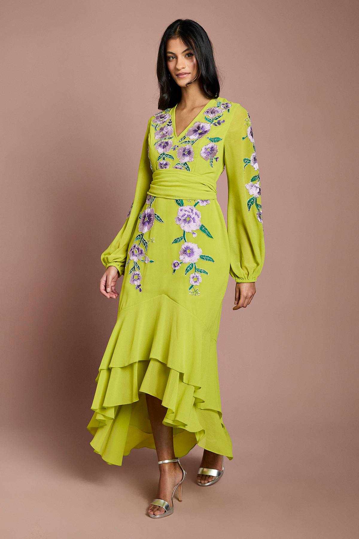 Coast Robe Maxi Hi-lo Petite Brodée Et Ornée De Sequins