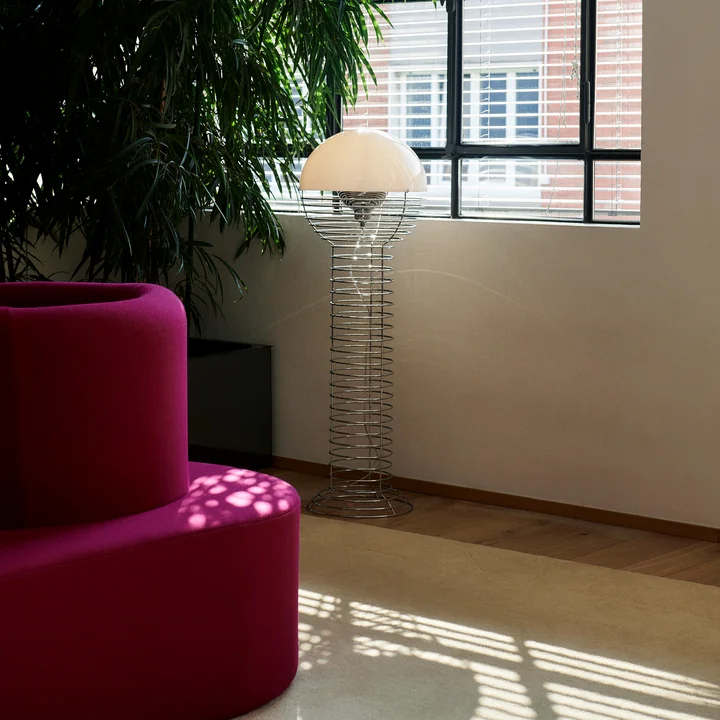 Verpan - Wire Stehleuchte Ø 40 cm, Chrom / weiss