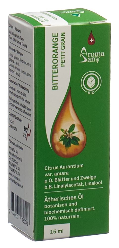 Aromasan Bitterorange petit grain bigarade<br>15 ml, Ätherisches Öl, in Schachtel Bio