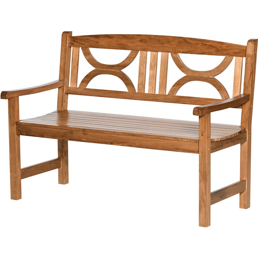 Outsunny Gartenbank mit Armlehne natur