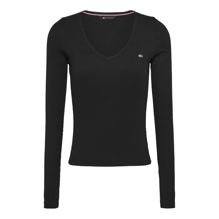 Tommy Hilfiger Slim Essential Rib V-neck Longsleeve Shirt Dames