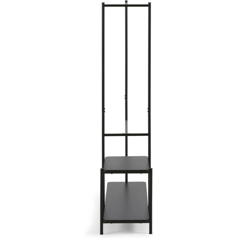 Penderie avec banc Galatia en mélaminé et métal laqué noir 100 x 150 cm