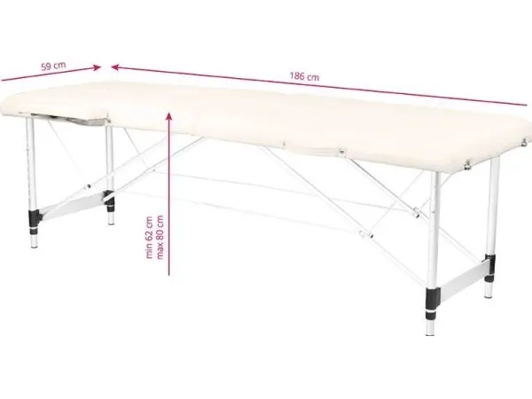 Activeshop sammenklappelig massagebriks ALUMINIUM COMFORT ACTIV FIZJO 2 SEGMENT CREAM