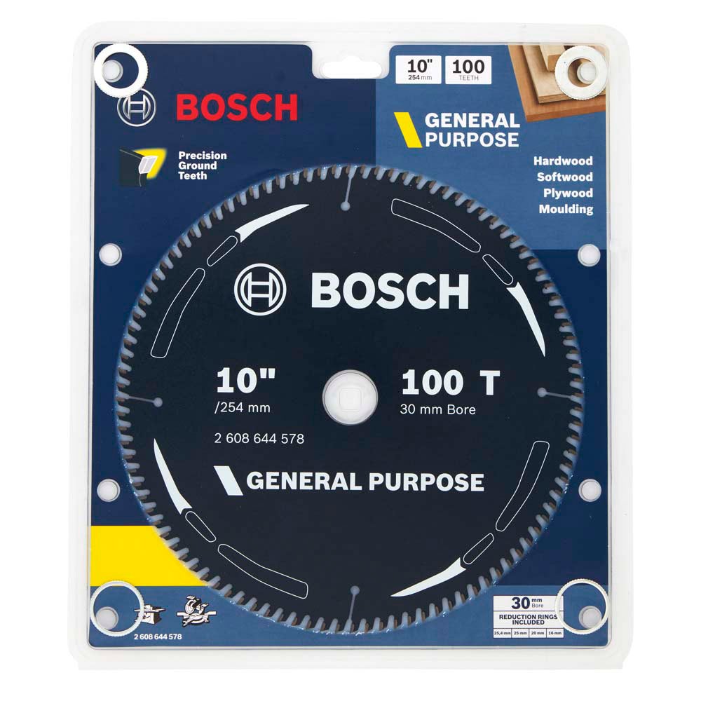 BOSCH 254mm 100T TCT Circular Saw Blade for Wood Cutting - GENERAL PURPOSE