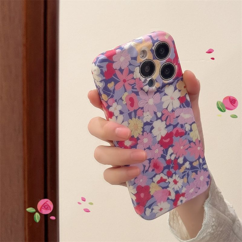 Fonekase - Bloemen telefoonhoesje - Apple iPhone 16 Pro Max / 16 Pro / 16 Plus / 16 / 15 Pro Max / 15 Pro / 15 Plus / 15 / 14 Pro Max / 14 Pro / 14 Plus / 14 / SE / 13 Pro Max / 13 Pro / 13
