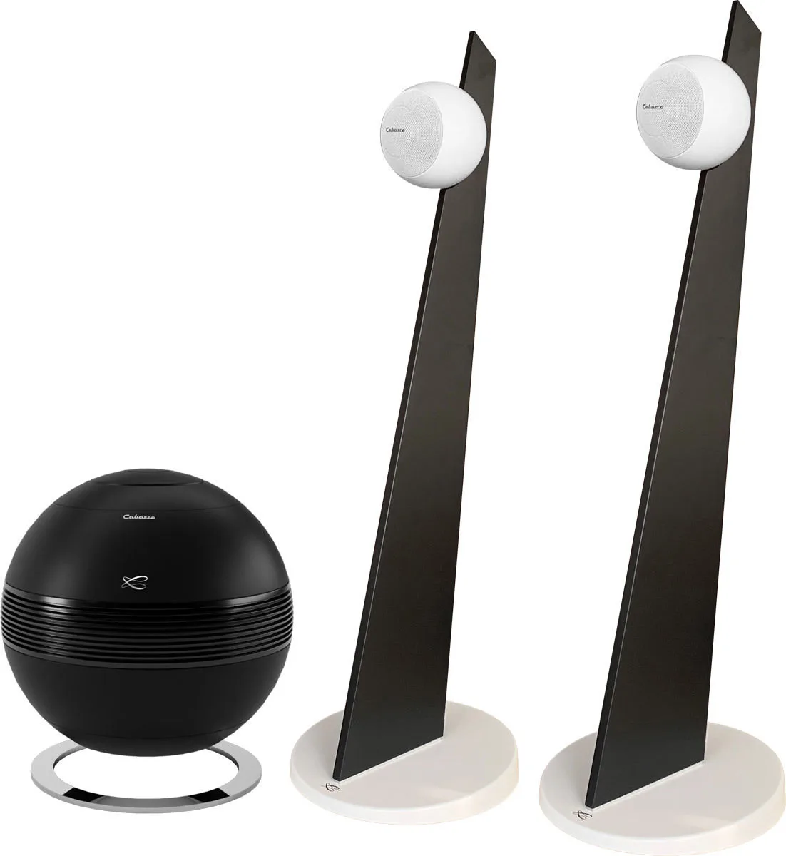 Pearl Sub noir mat   iO3 Blanc mat sur pied noir et socle blanc (la paire) Chaînes hi-fi composées