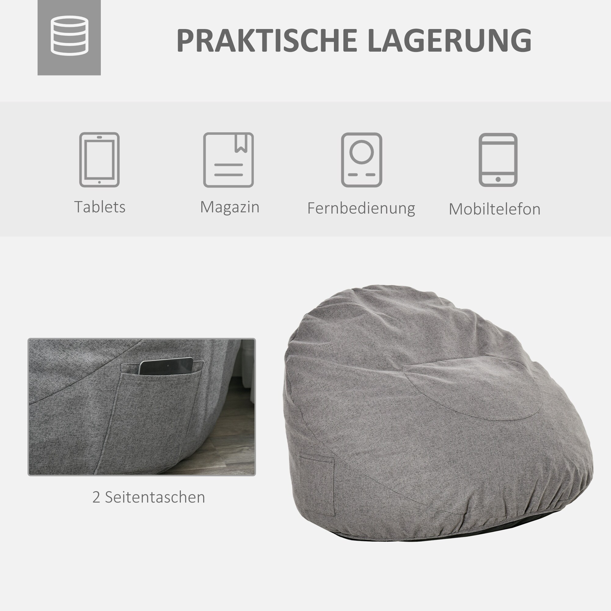 HOMCOM Sitzkissen 115 x 115 x 71 cm (BxTxH)
