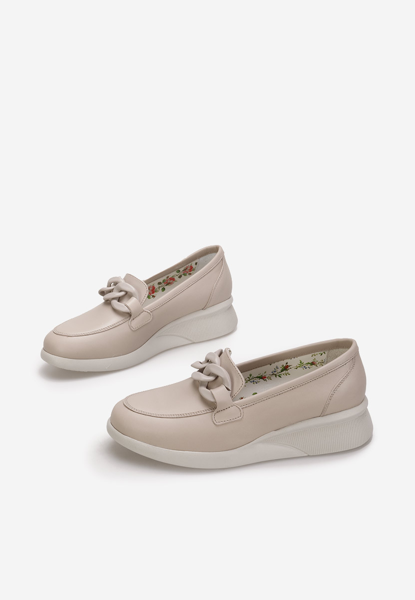 Mocassins en cuir naturel beige Leslie