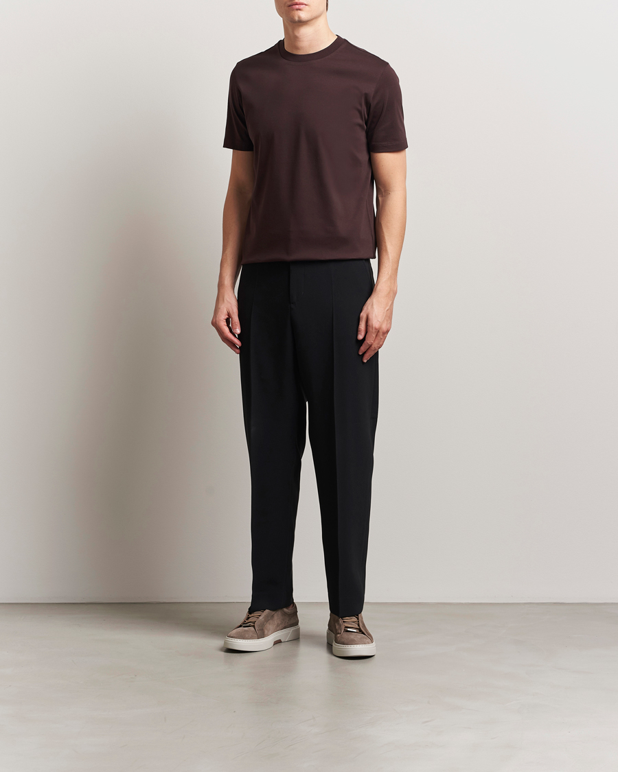 BOSS CAMEL Tesar Cotton Knitted T-Shirt Dark Brown