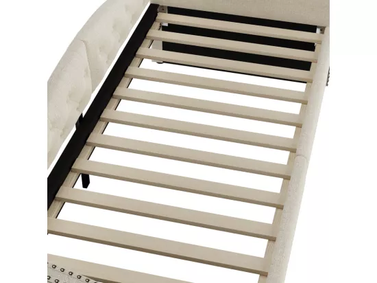 Lit banquette 90x200cm avec 2 tiroirs - tissu en lin - Blanc