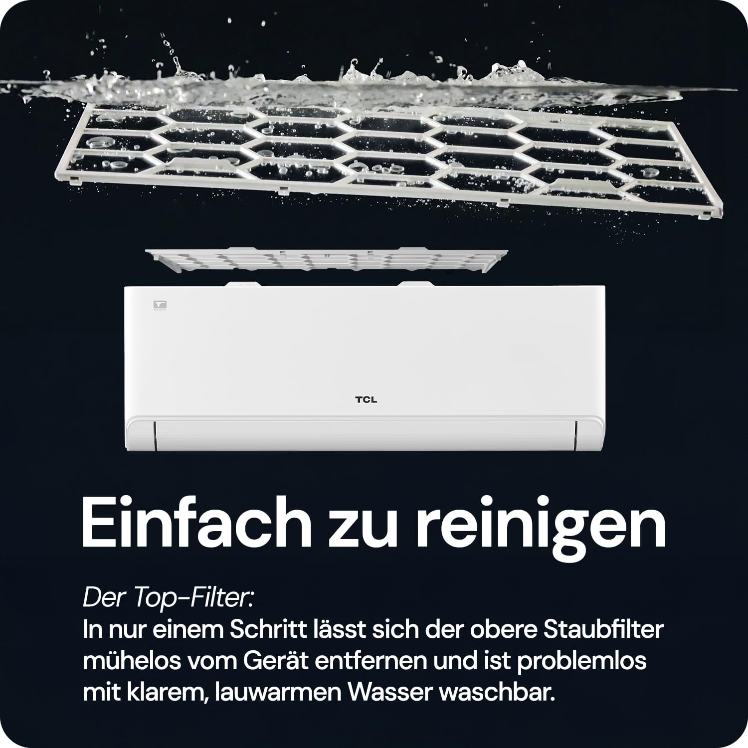 TCL Split Klimaanlage 24000 BTU (7,0 kW) Modell: BreezeIN mit Sprachsteuerung, WIFI für Räume bis 70m² 4 in 1: Heizen, Kühlen, Entfeuchten, Ventilieren inkl. 8°C Frostschutzmodus, Eco- & Turbomodus