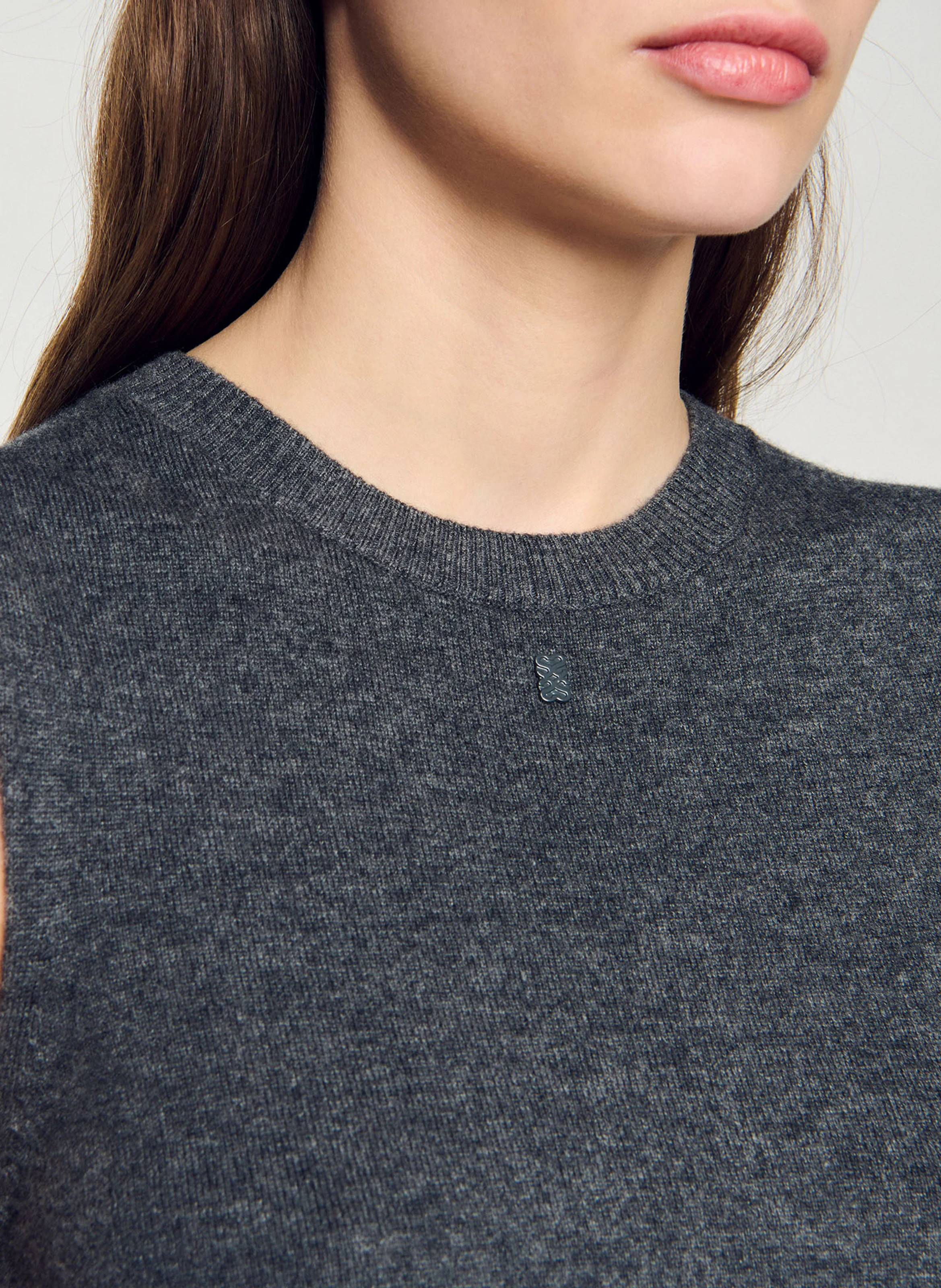 Pull col rond en laine et cachemire mélangée | Gris