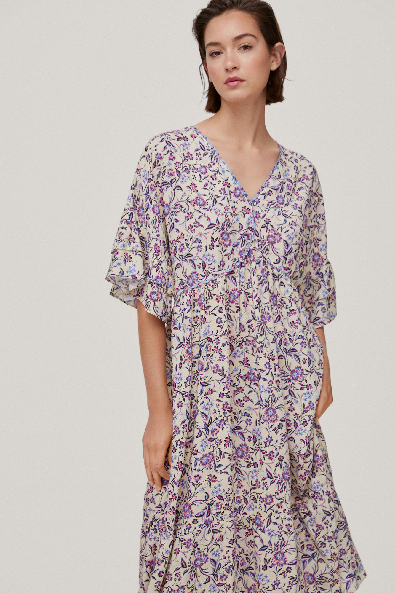 Vestido túnica com estampa floral - Azul