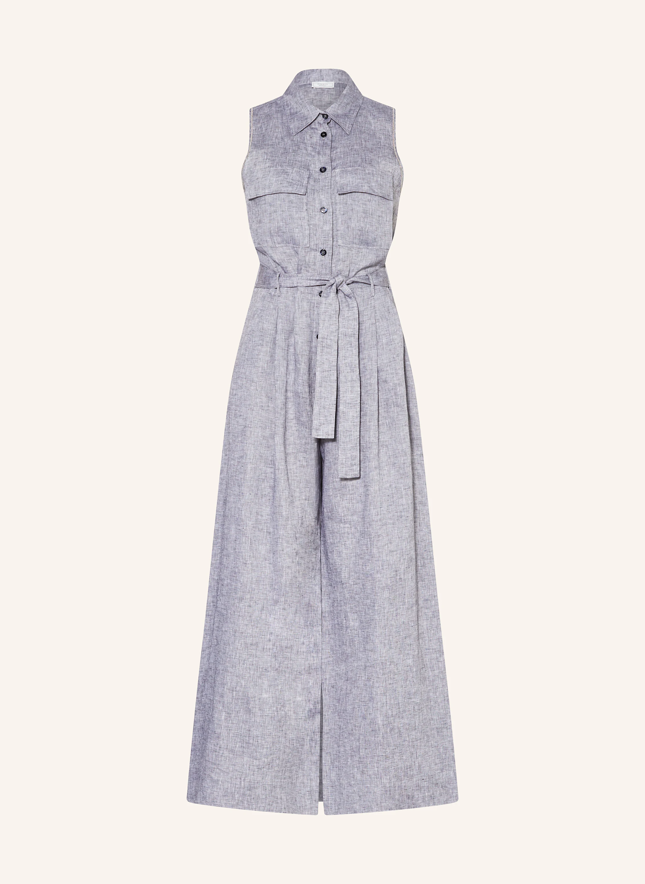 PESERICO Leinen-Jumpsuit mit Schmuckperlen