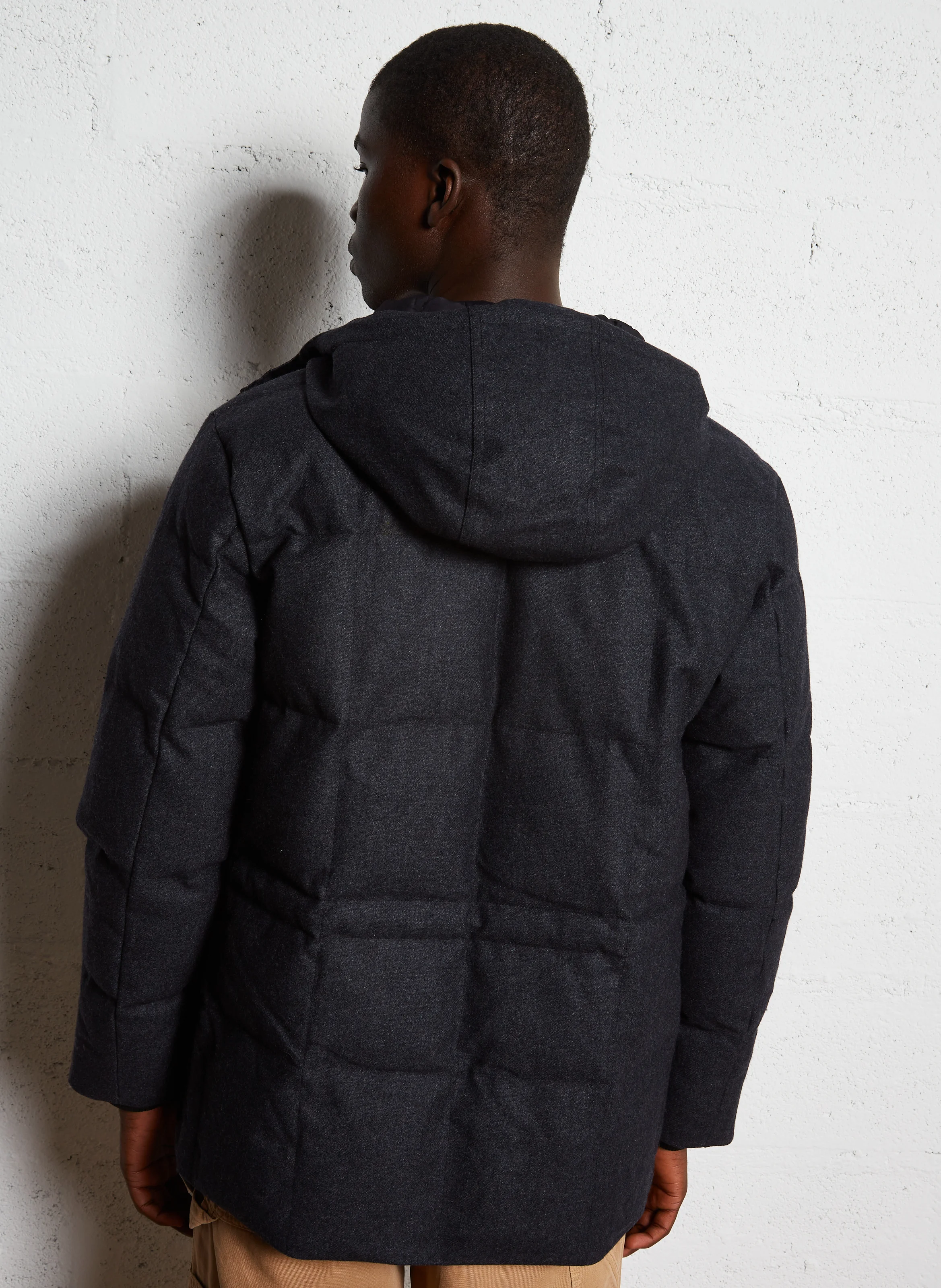 Parka droite à capuche| Gris