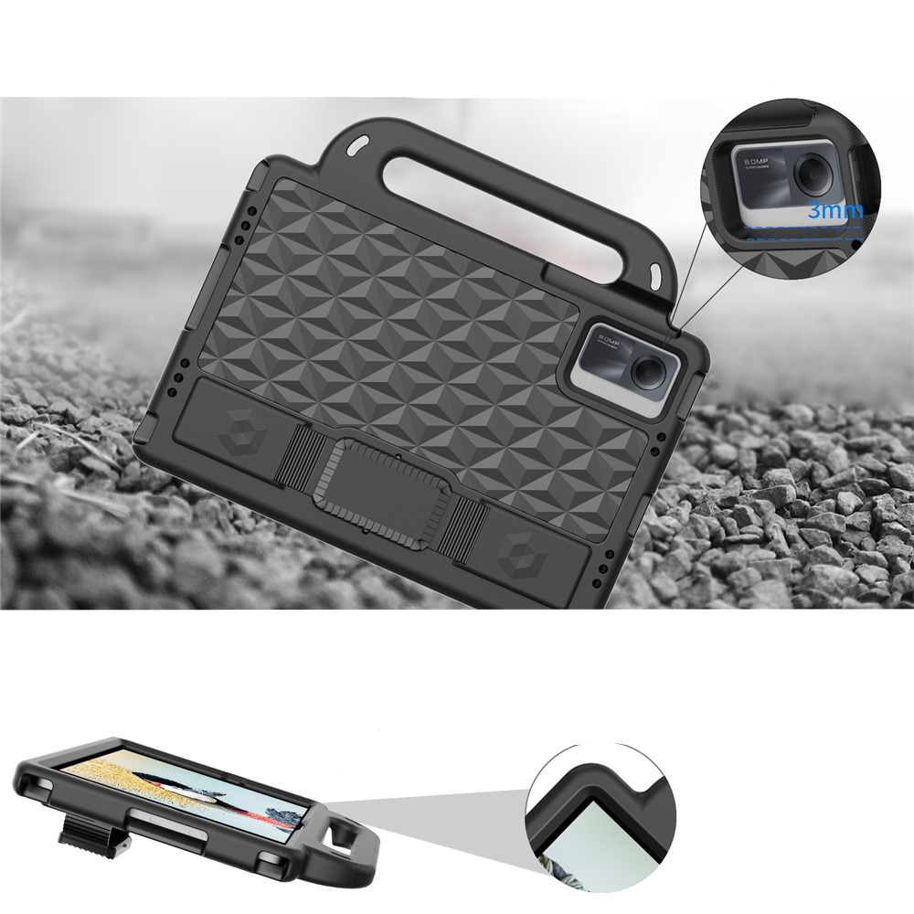 Samsung Galaxy Tab A11  Plus / A9  Plus / S9 FE Outdoor Schaumstoff Hülle mit Handschlaufe und Schultergurt - Schwarz