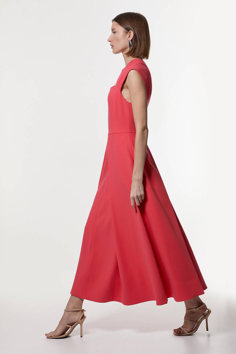 KarenMillen Robe Midaxi Ajustée À Jupe Ample En Tissu Stretch Compact