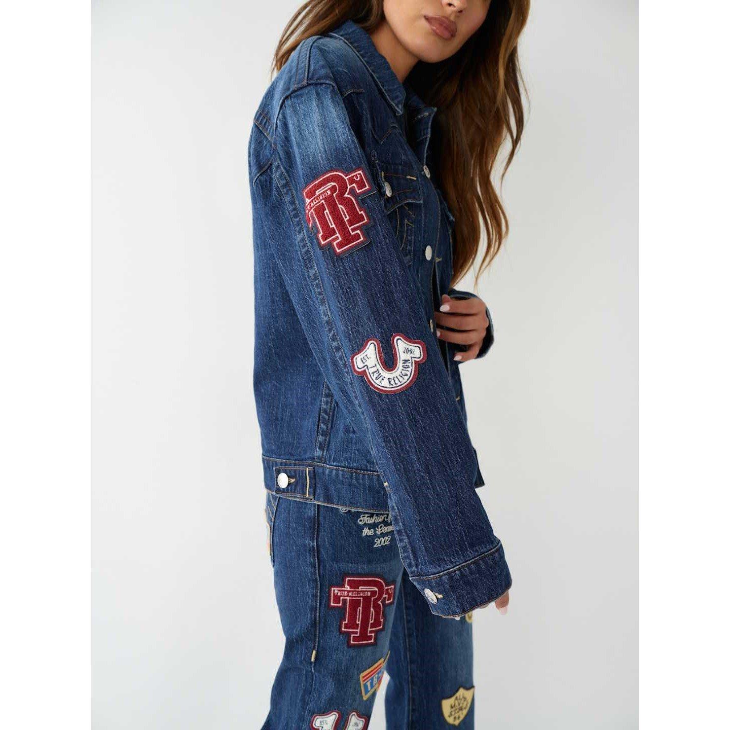 True Religion TR Oversized Jimmy Patch Jacket Womens