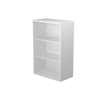 Bibliothèque mi-haute Trend - L80xP44xH120 cm - 2 portes en verre dépoli - gris
