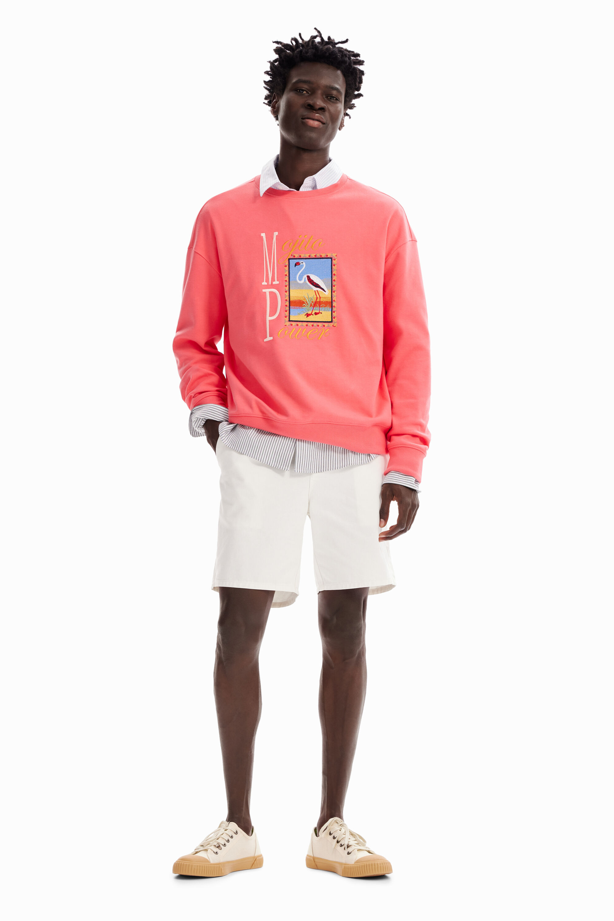 Sweat-shirt broderie flamant