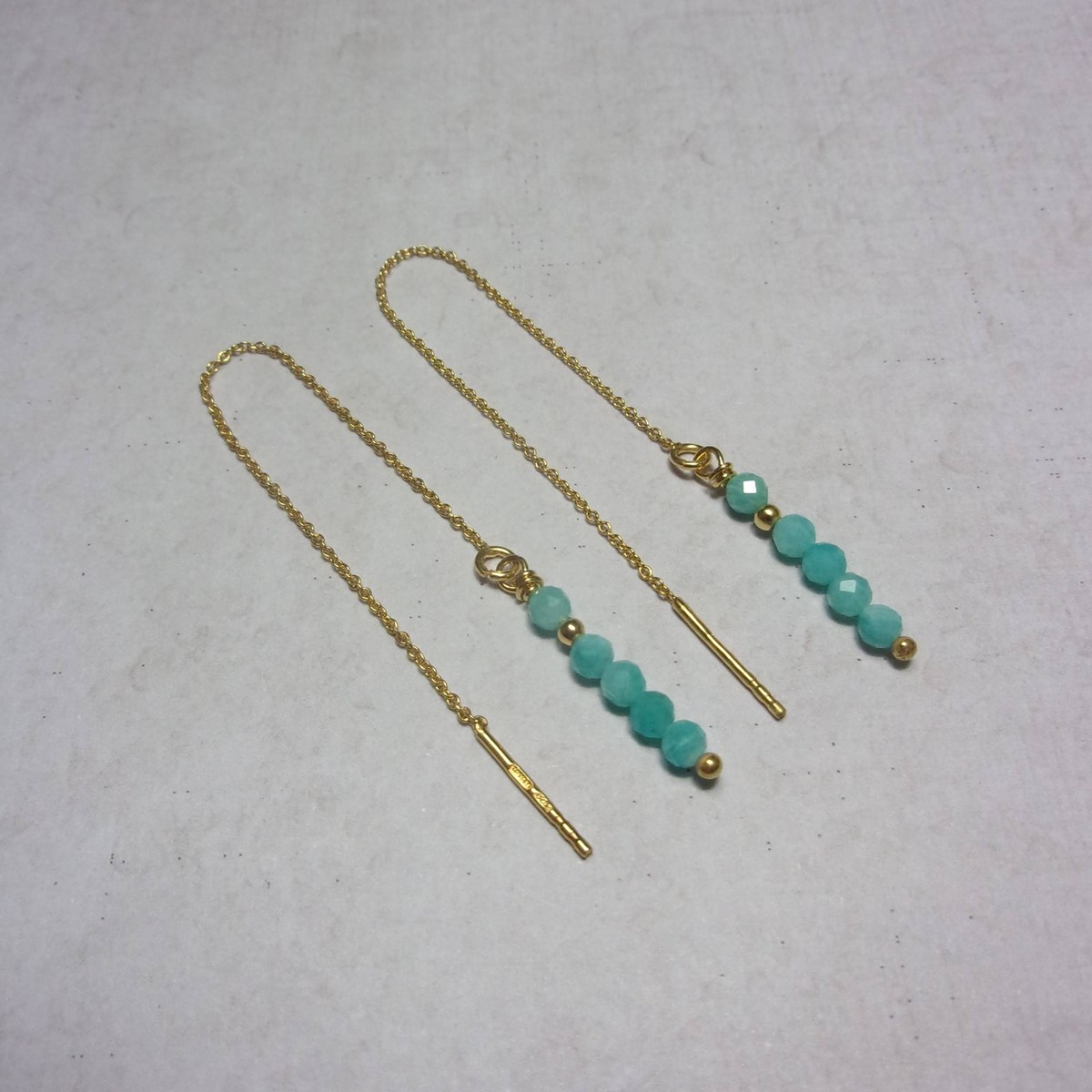 Boucles D'Oreilles Amazonite Argent 925 Doré Ilhéus