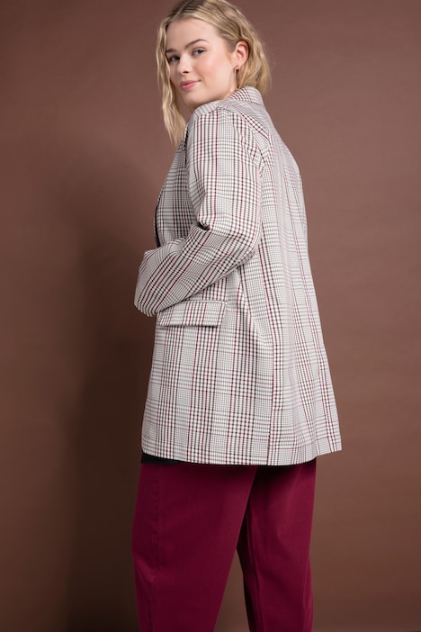 Oversized-Blazer, Karo, Revers, Langarm