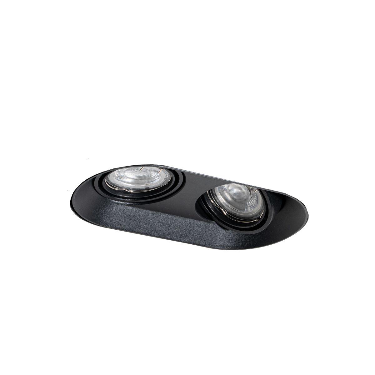 Afgeronde inbouwspot zwart GU10 50mm 2-lichts - Hubs