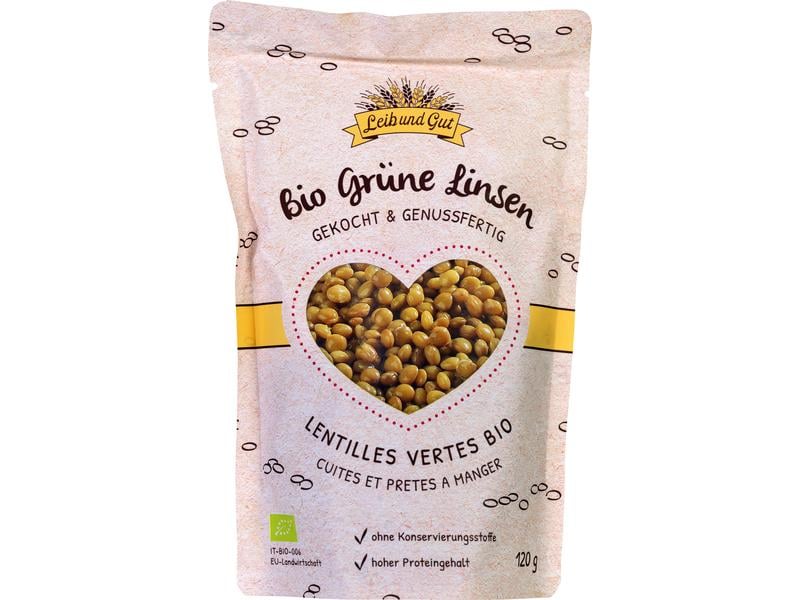 Leib und Gut Bio Grüne Linsen gekocht 120 g Genussfertige, grüne Linsen aus Italien
