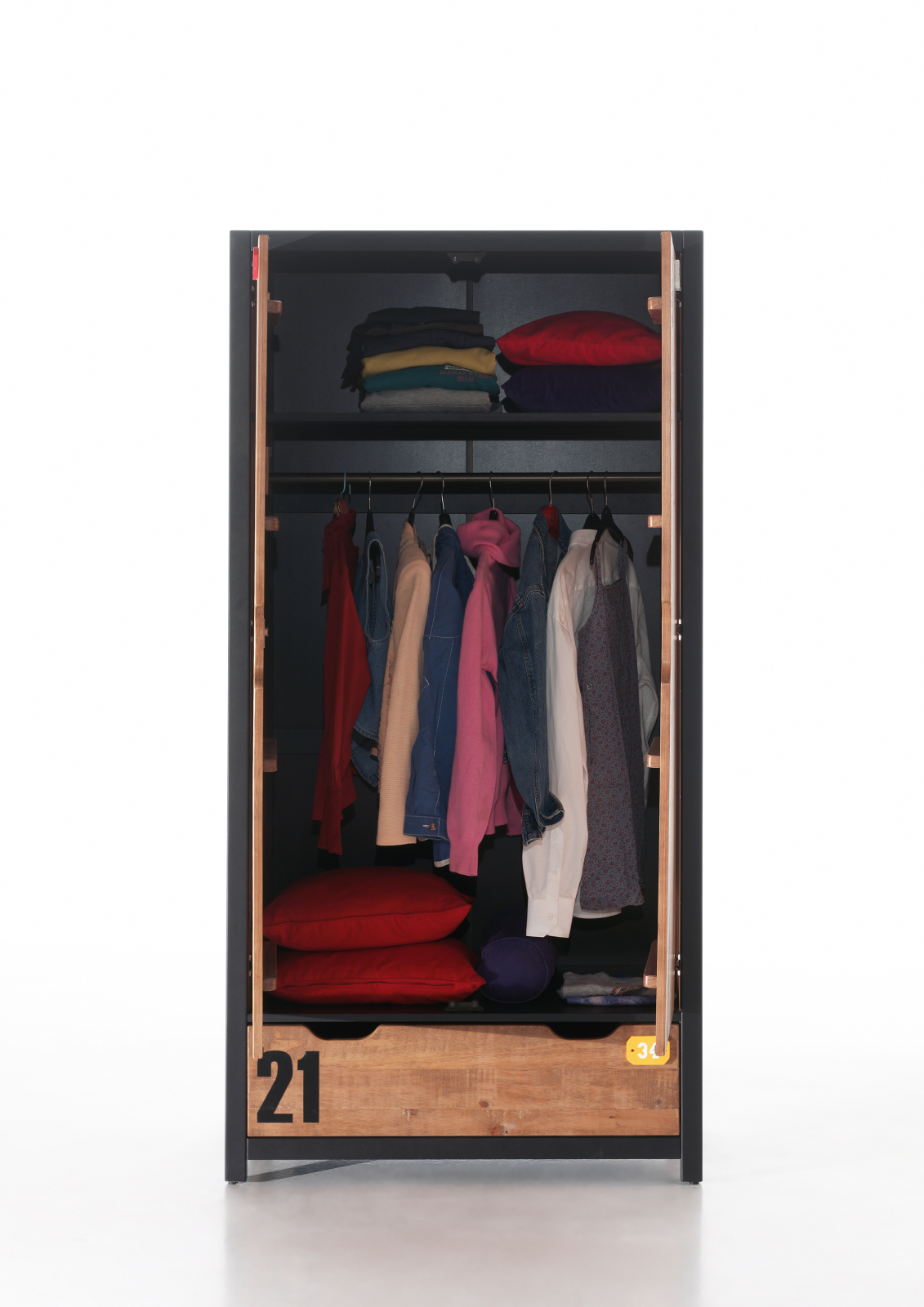 Kleiderschrank ALEX - teilmassiv - 100 cm