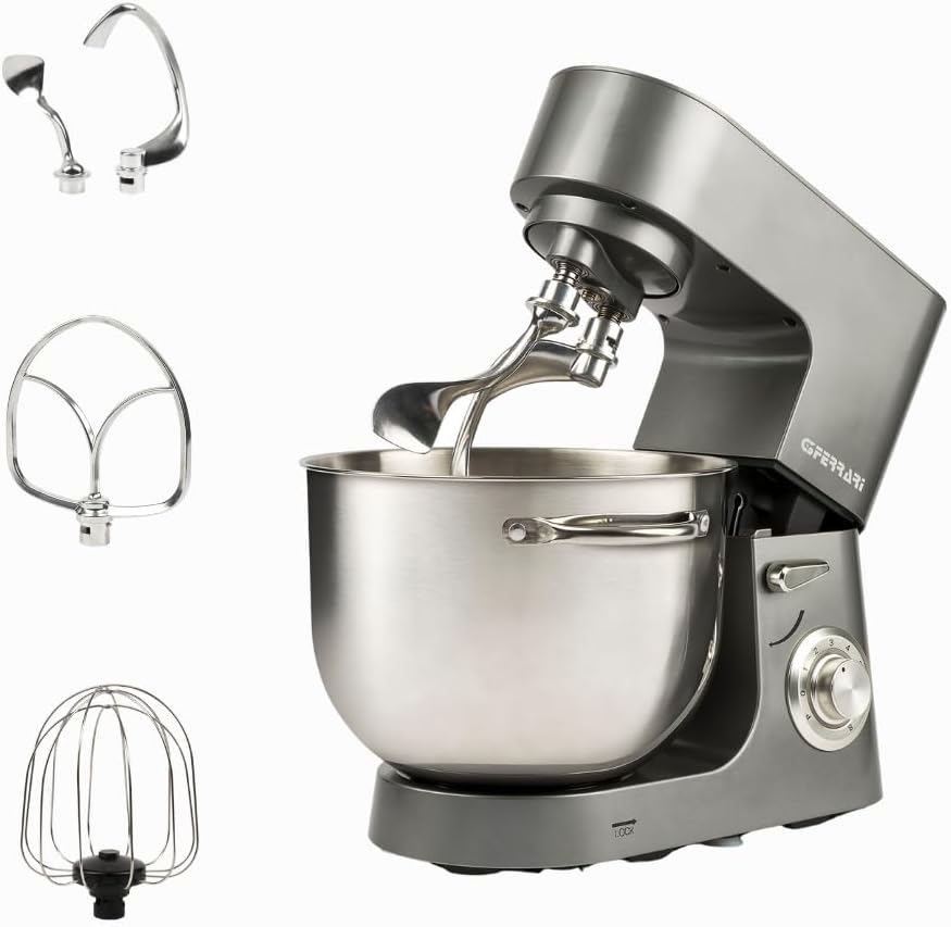 G3 Ferrari G20164 Pastaio Come Hand Planetary Knetmaschine, 1800 W, 8 Liter, Edelstahlbehälter mit Griffen, Doppelhaken, 8 Geschwindigkeitsstufen, Pulsbetrieb, inklusive Zubehör