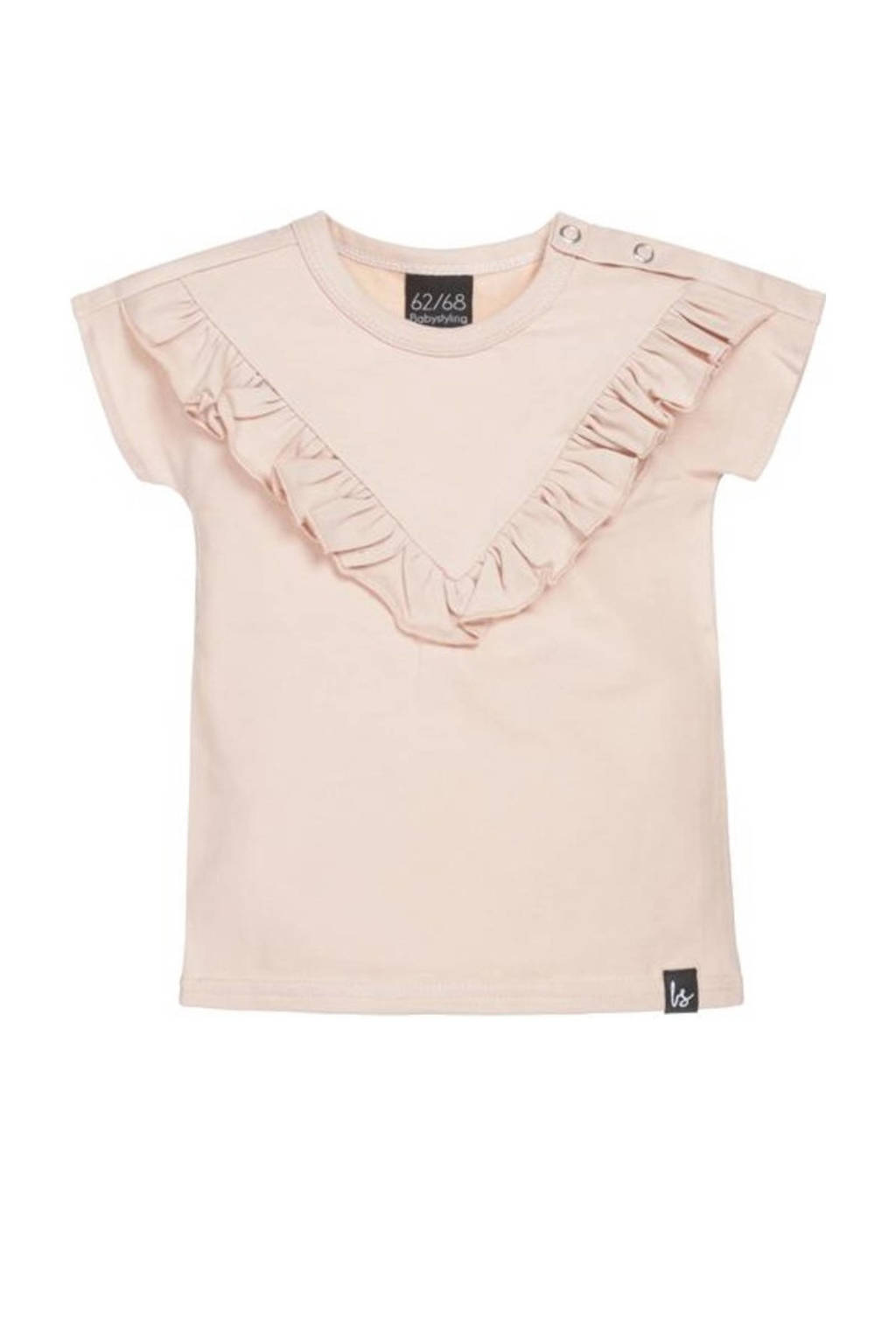 Babystyling T-shirt met ruches lichtroze