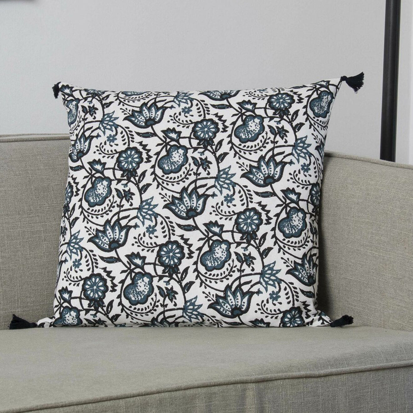 Febronie Housse de coussin Carma bleu peacock