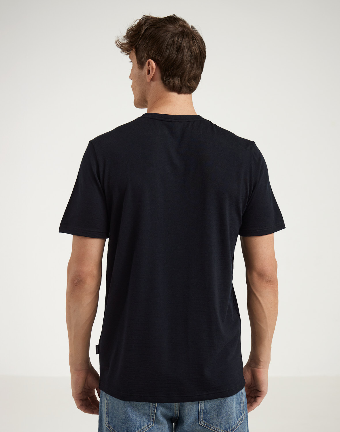 T-shirt van merinowol voor heren in Azuurblauw