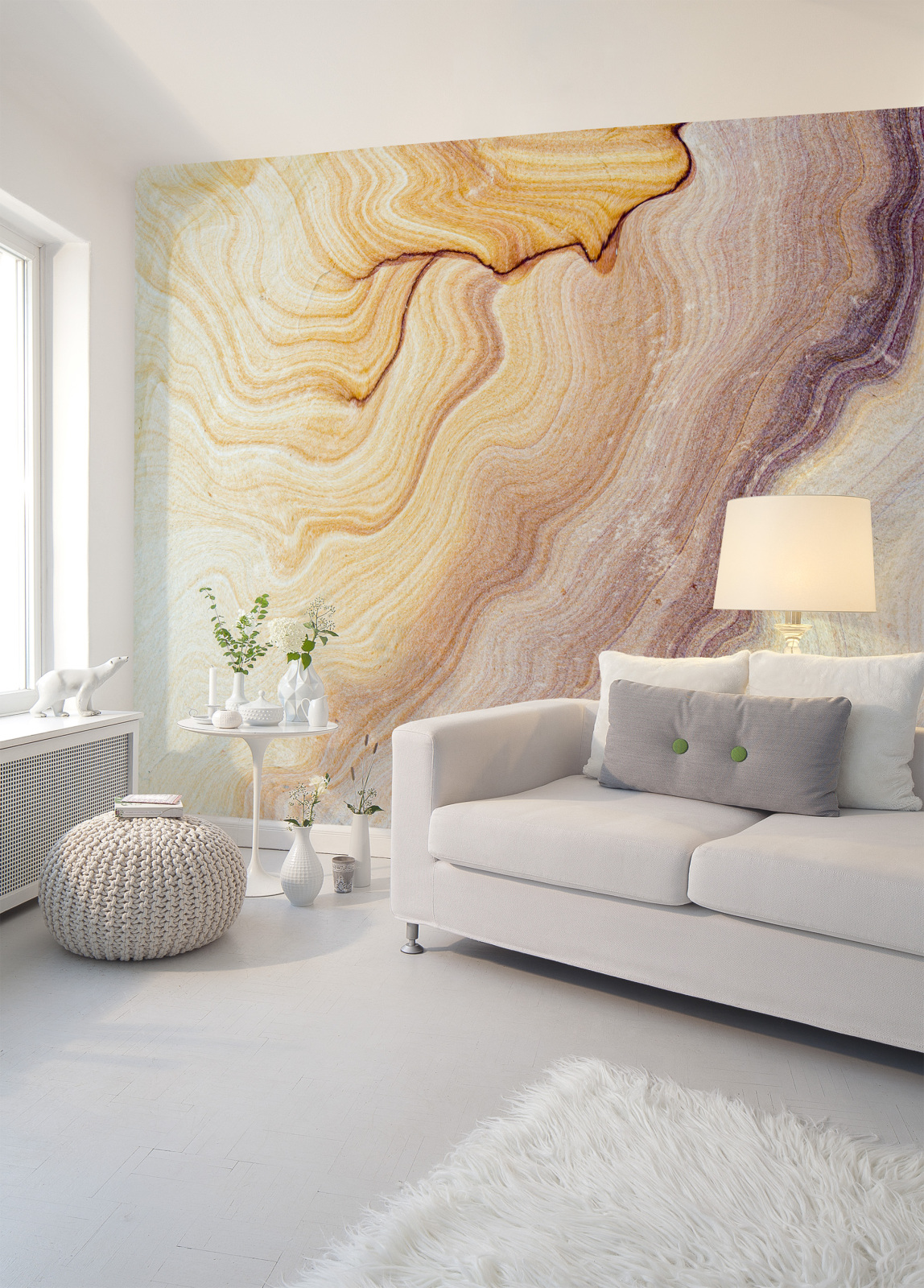 Fototapete DESIGNWALLS - orange-blau - Marmor - 2,55 Meter