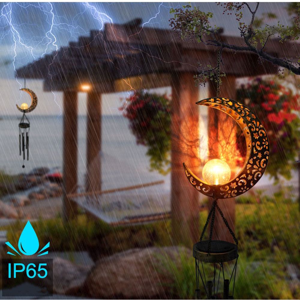 LED Solar Outdoor Licht Windspiel Gartenleuchte Sonnen Design Wasserfest (IP65) - Warmweiss