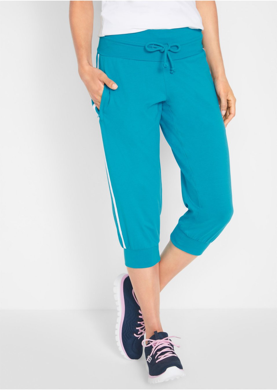 Lot de 2 pantalons de jogging en coton, coupe corsaire