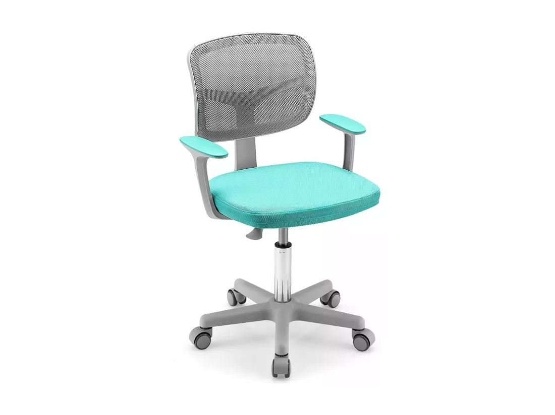 Chaise de Bureau Pivotante Enfants avec Hauteur Réglable 80-91,5cm, Siège à roulettes Enfants avec Dossier & Accoudoirs Ergonomique, Coussin Amovible, Verrouillage Automatique, 3-10 Ans