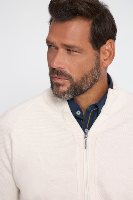 Strickjacke, Strukturstrick, Stehkragen