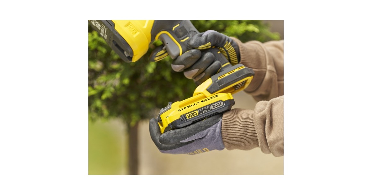 StanleyFATMAX V20 18V 2.0Ah Gras- en struikschaar  (Geel/zwart, Accu en lader inbegrepen)