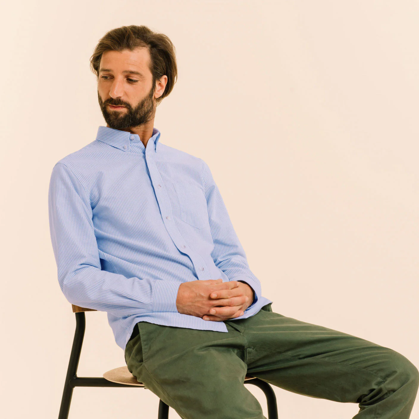 Sky blue striped oxford shirt