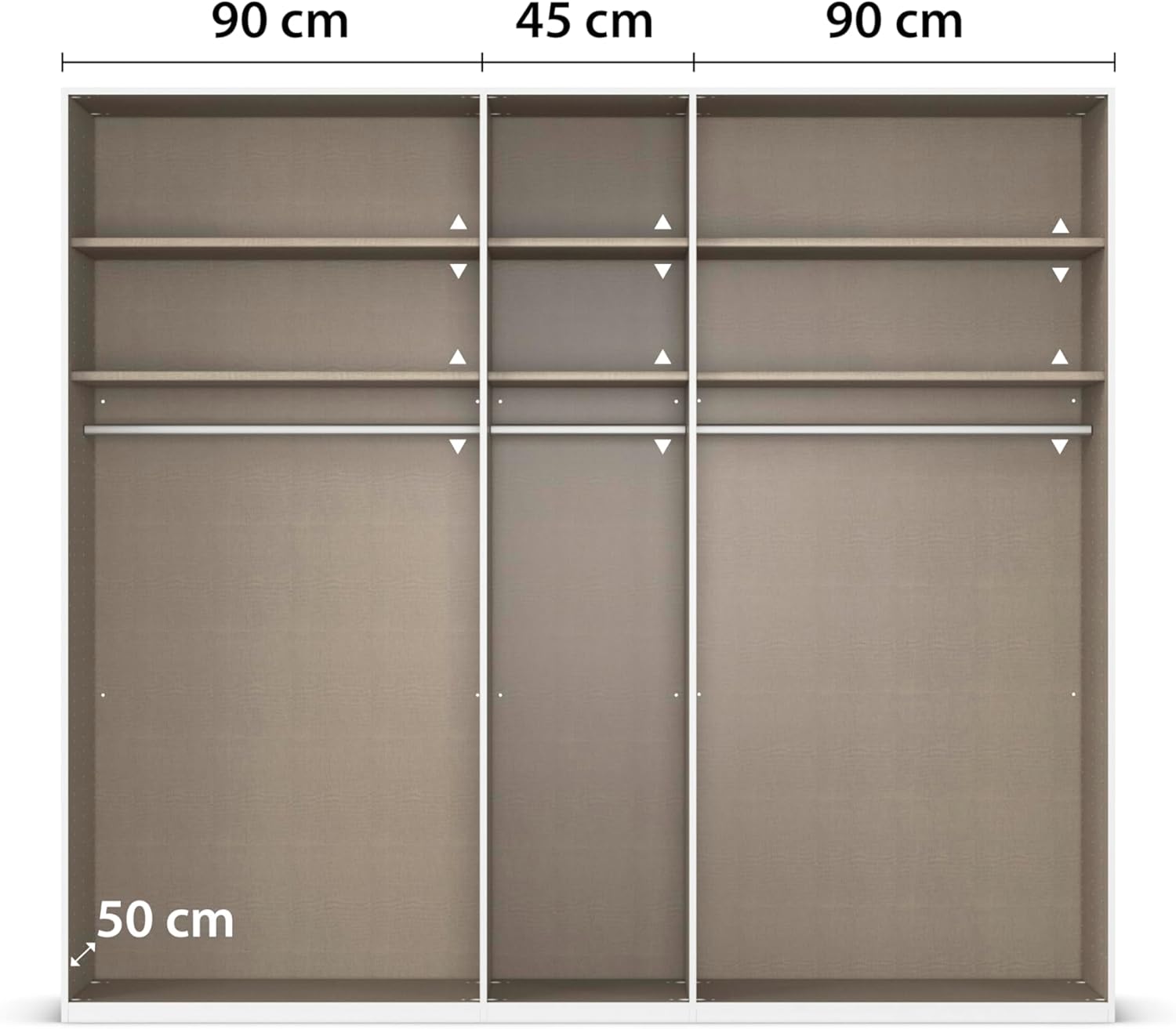 Rauch Möbel Alabama, Kleiderschrank für Schlafzimmer, Kinderzimmer, Wohnzimmer, Garderobe, Flur, 5-türig, mit Zubehör Basic, Farbe Weiß, Breite 226 cm