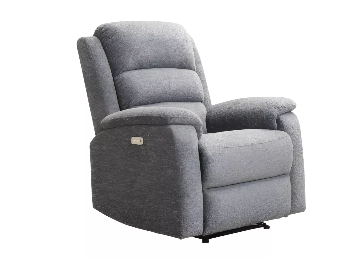Canapé 3 places et fauteuil relax électrique en tissu anthracite NEVERS